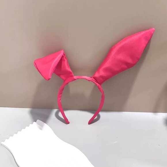 Bunny Costume Accessory Set: Rabbit Ears Headband, Bow Tie, Cuffs, and Tail - Picture 3 of 4
